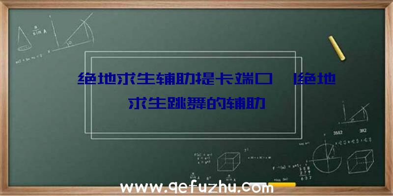 「绝地求生辅助提卡端口」|绝地求生跳舞的辅助